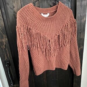 Brown fringe sweater